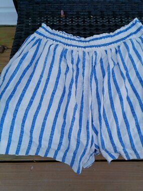 AVA VIV SHORTS WHITE BLUE STRIPES SIZE 1X